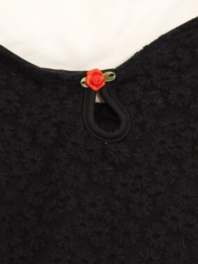 Aeropostale Black Floral Lace Mini Dress with Red Rose Accent
